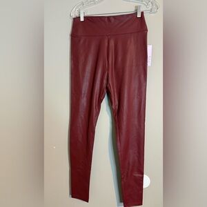 Burgundy Fux Leather Pants
